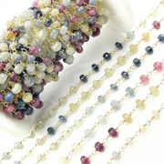 Multi Sapphire Ombre Gold Plated Wire Chain.